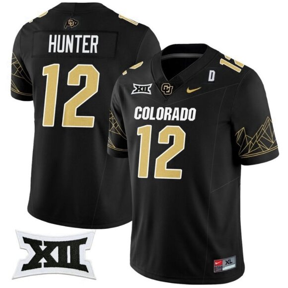 Mens Youths Kids Womens 12 Travis Hunter Black Vapor Golden Line Stitched Jersey